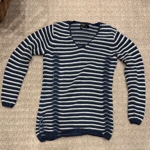 Etcetera Navy and White Knit Top